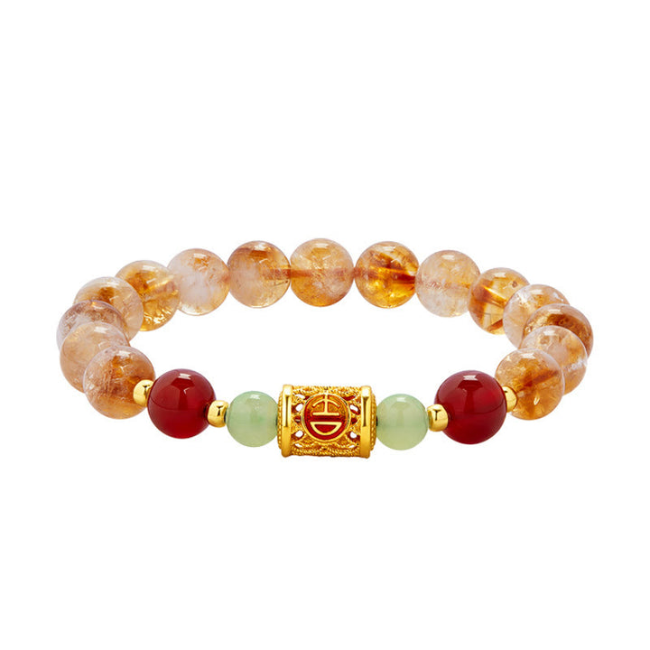 Pulsera de protección con cuentas de jade hetiano, citrino y ágata roja natural en plata de ley 999 y Buddha Stones - image 9
