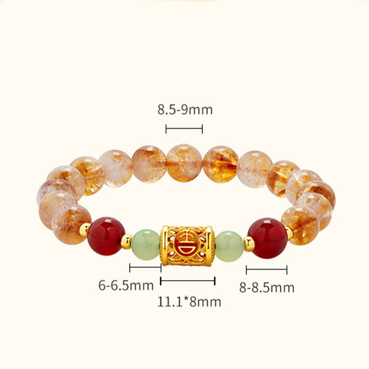 Pulsera de protección con cuentas de jade hetiano, citrino y ágata roja natural en plata de ley 999 y Buddha Stones - image 4