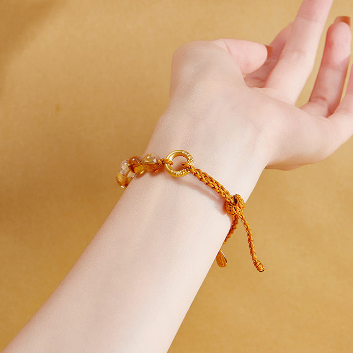 Pulsera trenzada de plata de ley 925 con Buddha Stones , citrino natural, cristal blanco, hebilla de paz, símbolo Fu, protección - image 11