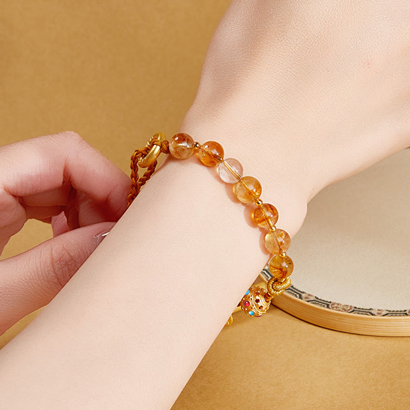 Pulsera trenzada de plata de ley 925 con Buddha Stones , citrino natural, cristal blanco, hebilla de paz, símbolo Fu, protección - image 10