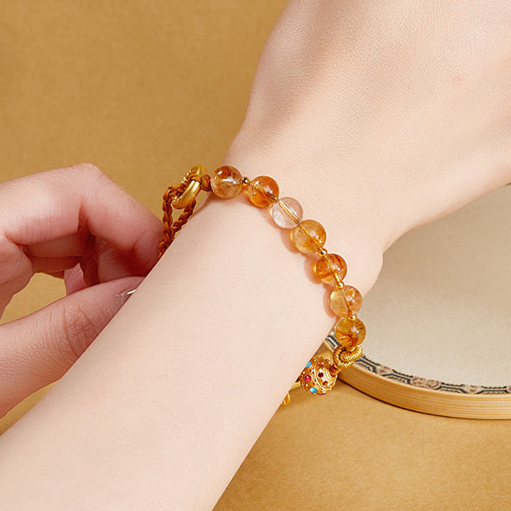 Pulsera trenzada de plata de ley 925 con Buddha Stones , citrino natural, cristal blanco, hebilla de paz, símbolo Fu, protección - image 10