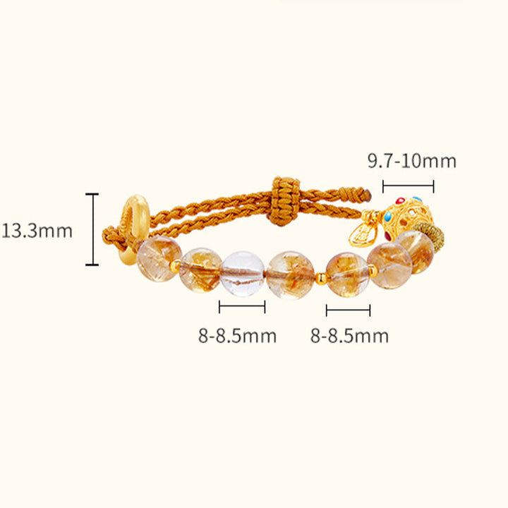 Pulsera trenzada de plata de ley 925 con Buddha Stones , citrino natural, cristal blanco, hebilla de paz, símbolo Fu, protección - image 9