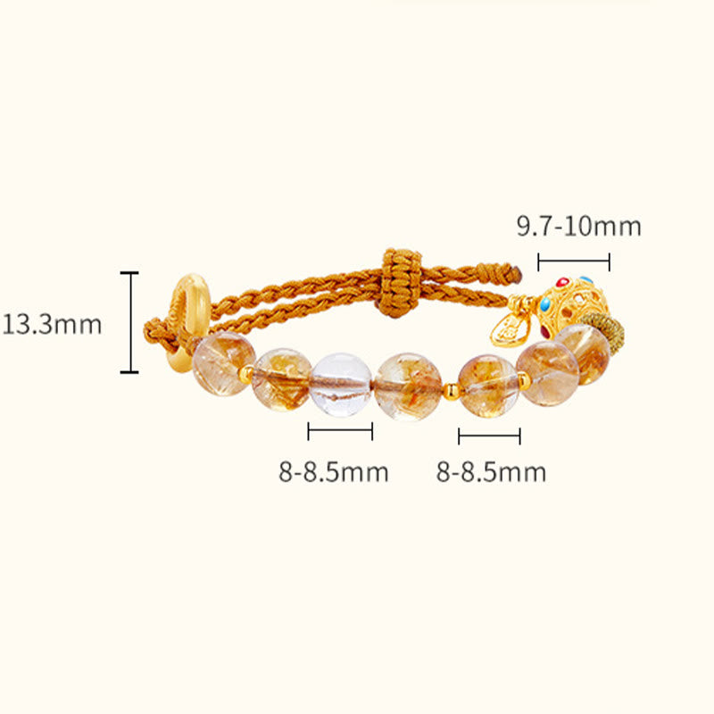 Pulsera trenzada de plata de ley 925 con Buddha Stones , citrino natural, cristal blanco, hebilla de paz, símbolo Fu, protección - image 9