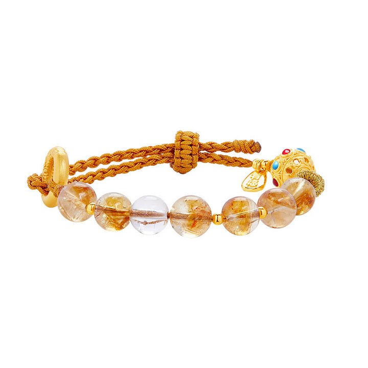 Pulsera trenzada de plata de ley 925 con Buddha Stones , citrino natural, cristal blanco, hebilla de paz, símbolo Fu, protección - image 13