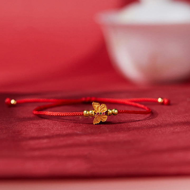 Pulsera de fuerza con hilo rojo y mariposa de plata de ley 999 Buddha Stones