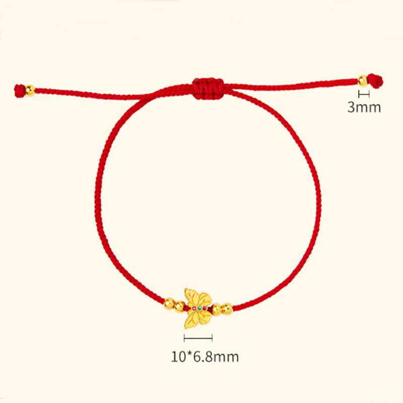 Pulsera de fuerza con hilo rojo y mariposa de plata de ley 999 Buddha Stones