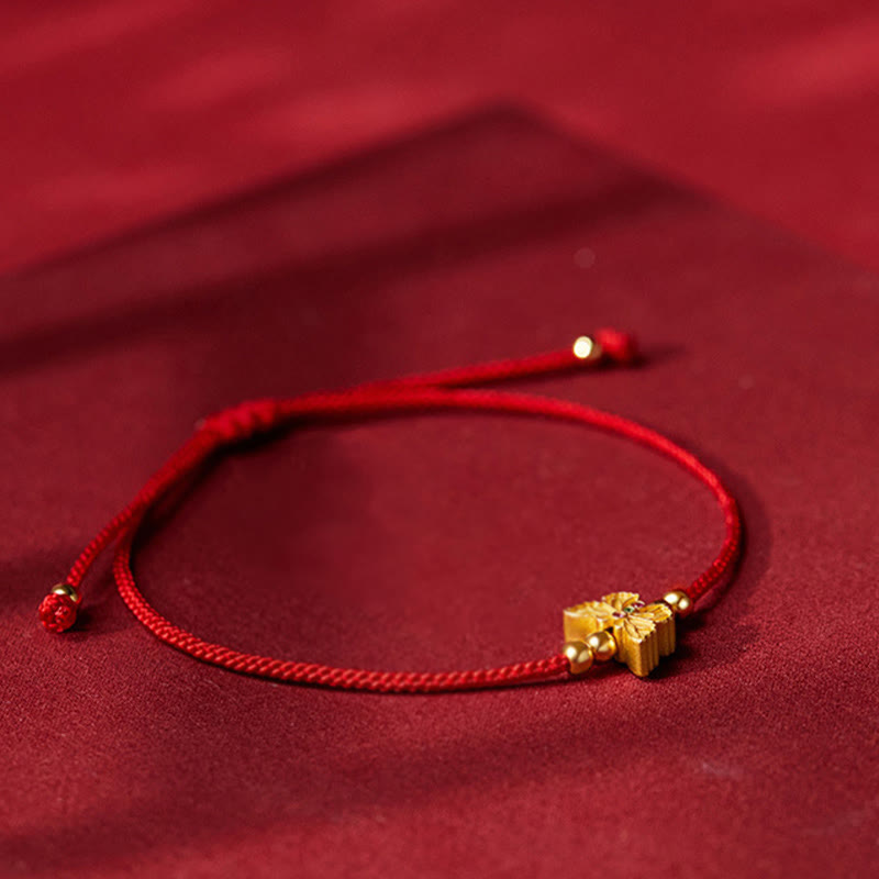 Pulsera de fuerza con hilo rojo y mariposa de plata de ley 999 Buddha Stones