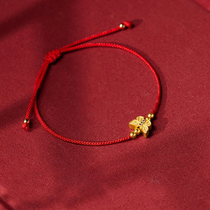 Pulsera de fuerza con hilo rojo y mariposa de plata de ley 999 Buddha Stones