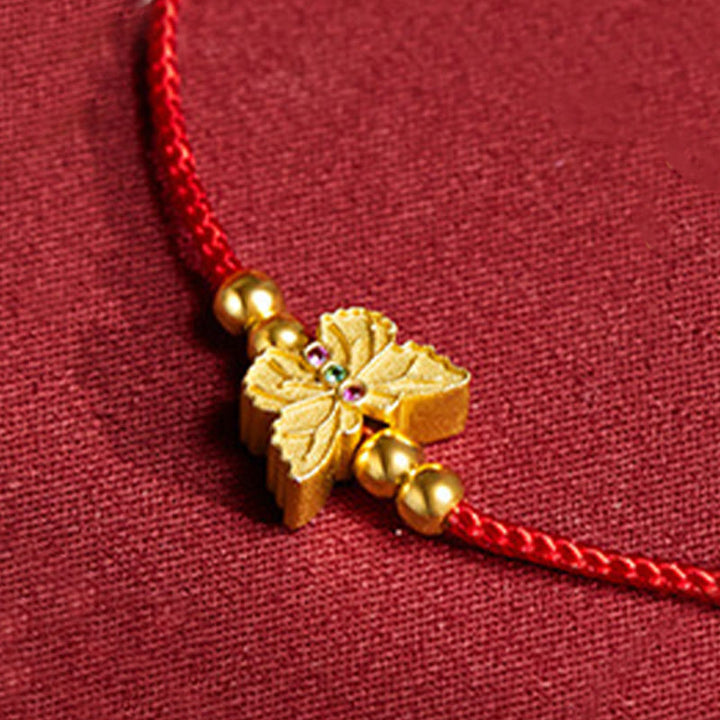 Pulsera de fuerza con hilo rojo y mariposa de plata de ley 999 Buddha Stones