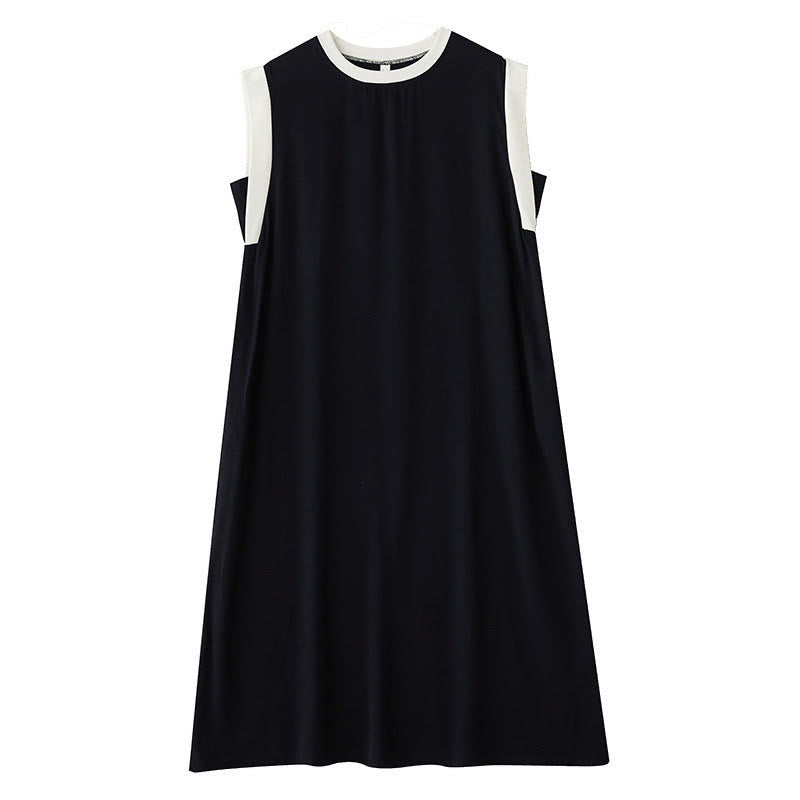 Vestido midi de algodón sin mangas con diseño de aberturas y bolsillos en color puro con Buddha Stones - image 6