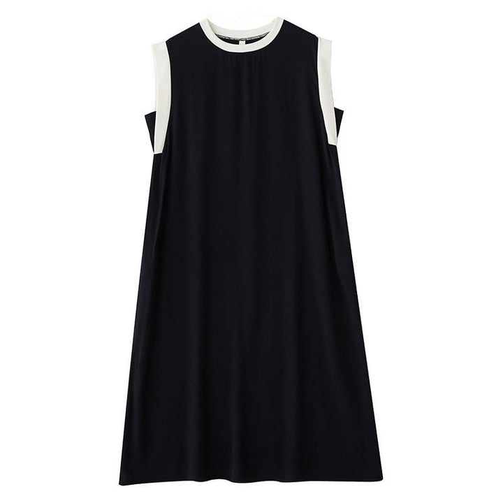 Vestido midi de algodón sin mangas con diseño de aberturas y bolsillos en color puro con Buddha Stones - image 6