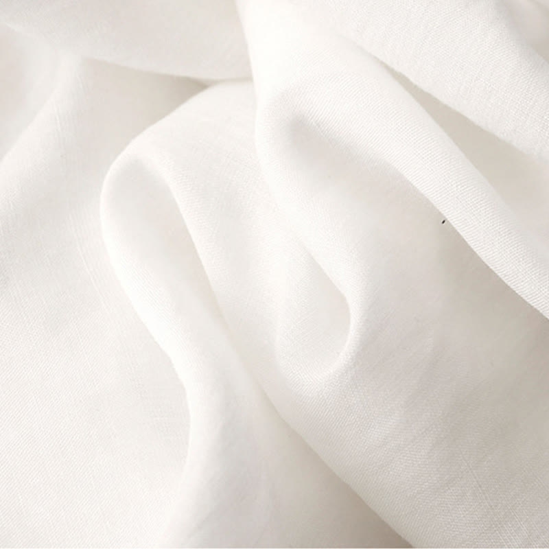 Vestido midi de algodón y lino con volantes, manga corta, bordado Buddha Stones Commute, plisado, botones y cordón ajustable - image 6