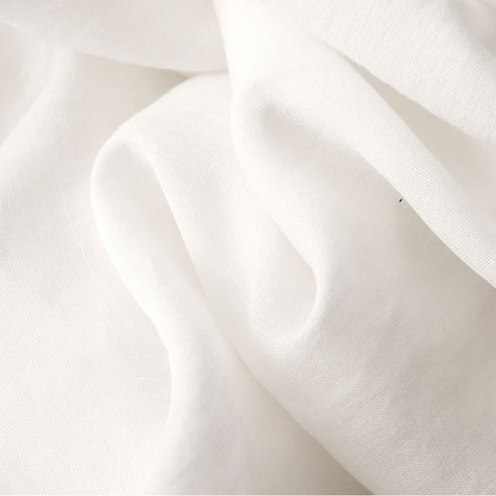 Vestido midi de algodón y lino con volantes, manga corta, bordado Buddha Stones Commute, plisado, botones y cordón ajustable - image 6