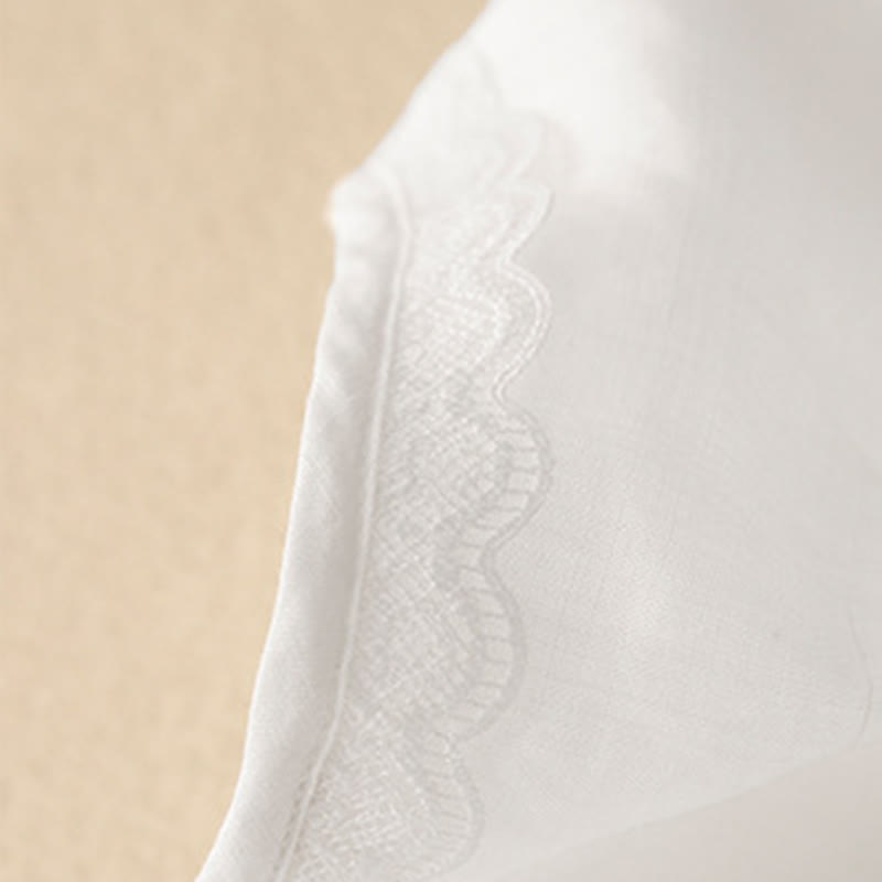 Vestido midi de algodón y lino con volantes, manga corta, bordado Buddha Stones Commute, plisado, botones y cordón ajustable - image 10