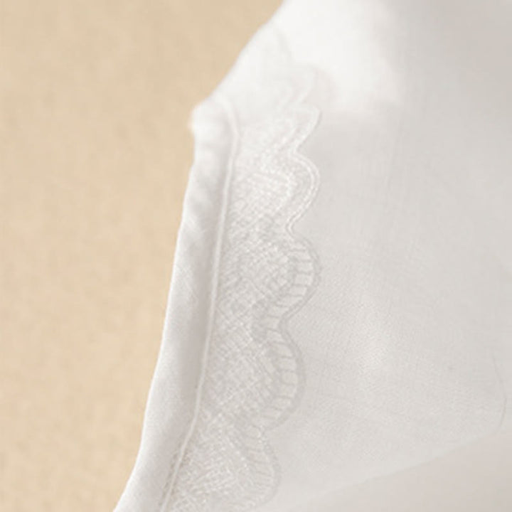 Vestido midi de algodón y lino con volantes, manga corta, bordado Buddha Stones Commute, plisado, botones y cordón ajustable - image 10