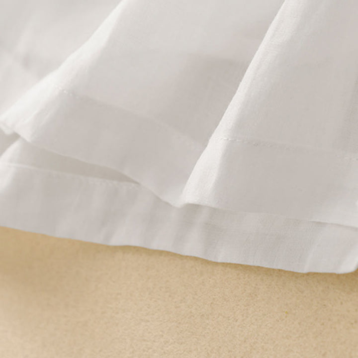 Vestido midi de algodón y lino con volantes, manga corta, bordado Buddha Stones Commute, plisado, botones y cordón ajustable - image 11