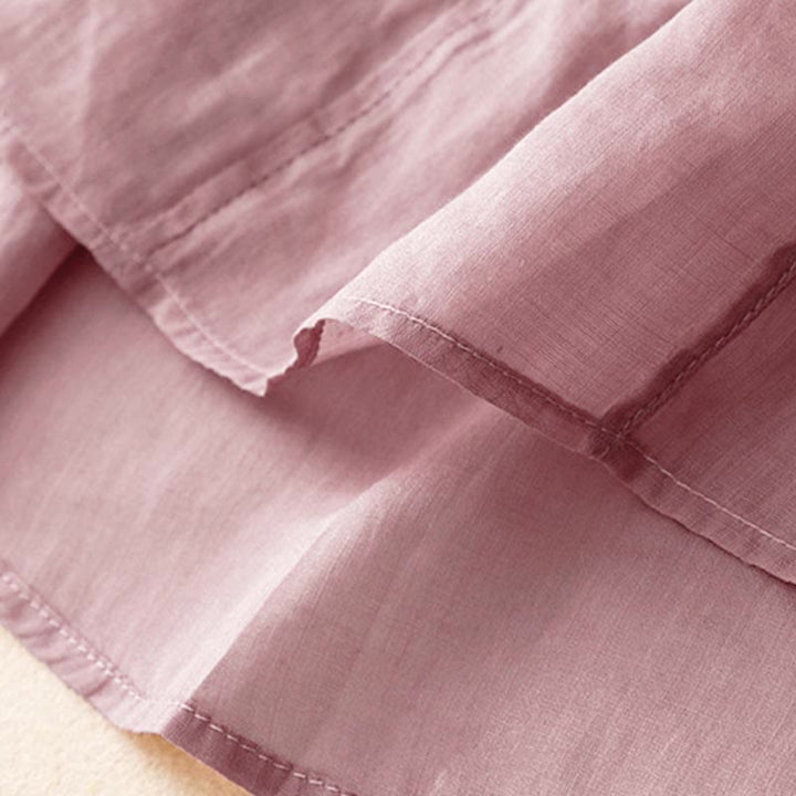 Camisa informal con cuello en V y media manga con bordado de hojas de sauce y Buddha Stones para mujer - image 6