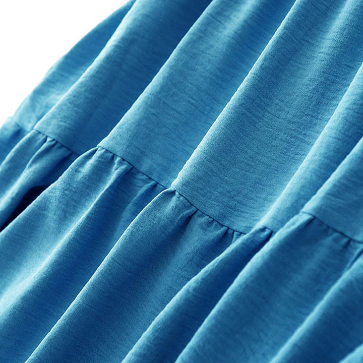 Vestido midi informal de lino y algodón sin mangas con bolsillos, hecho a mano, con cordones y Buddha Stones - image 4