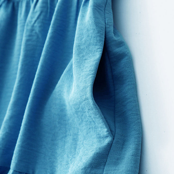 Vestido midi informal de lino y algodón sin mangas con bolsillos, hecho a mano, con cordones y Buddha Stones - image 3