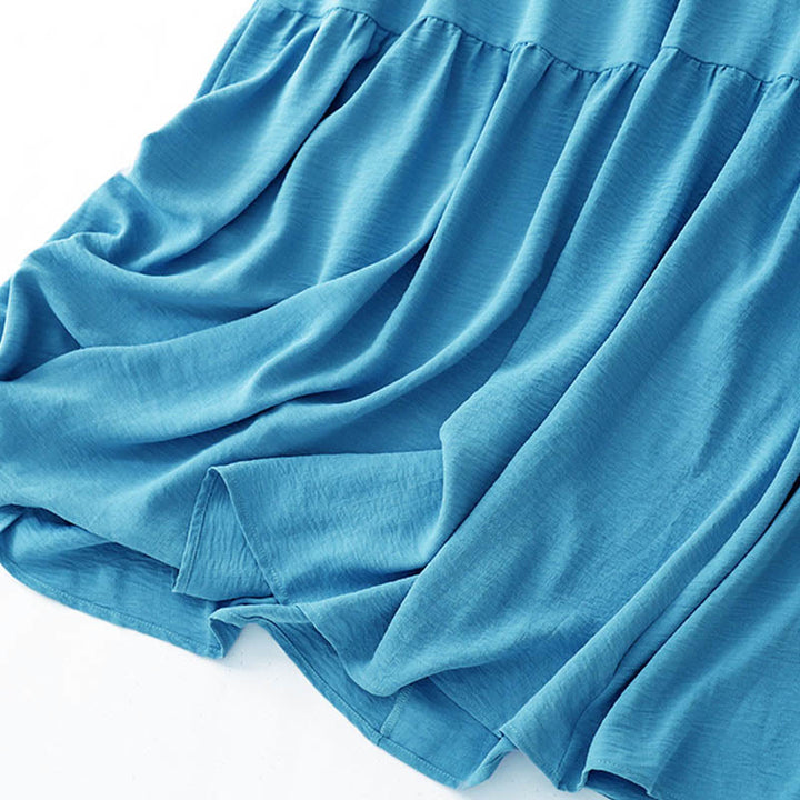 Vestido midi informal de lino y algodón sin mangas con bolsillos, hecho a mano, con cordones y Buddha Stones - image 6