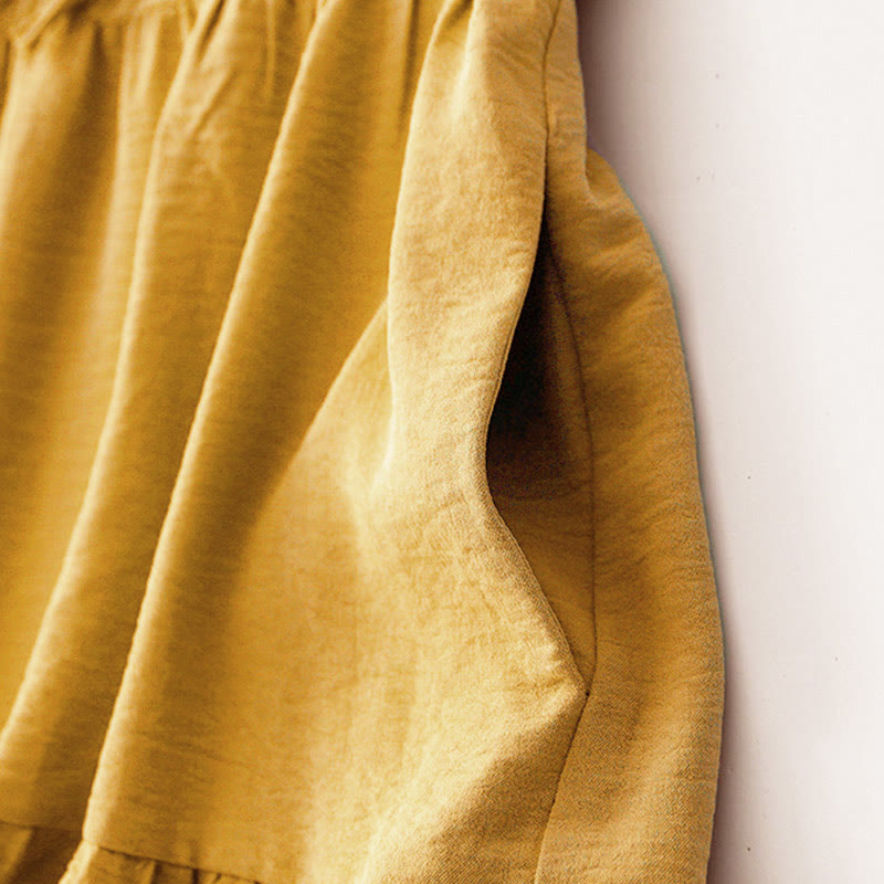 Vestido midi informal de lino y algodón sin mangas con bolsillos, hecho a mano, con cordones y Buddha Stones - image 15