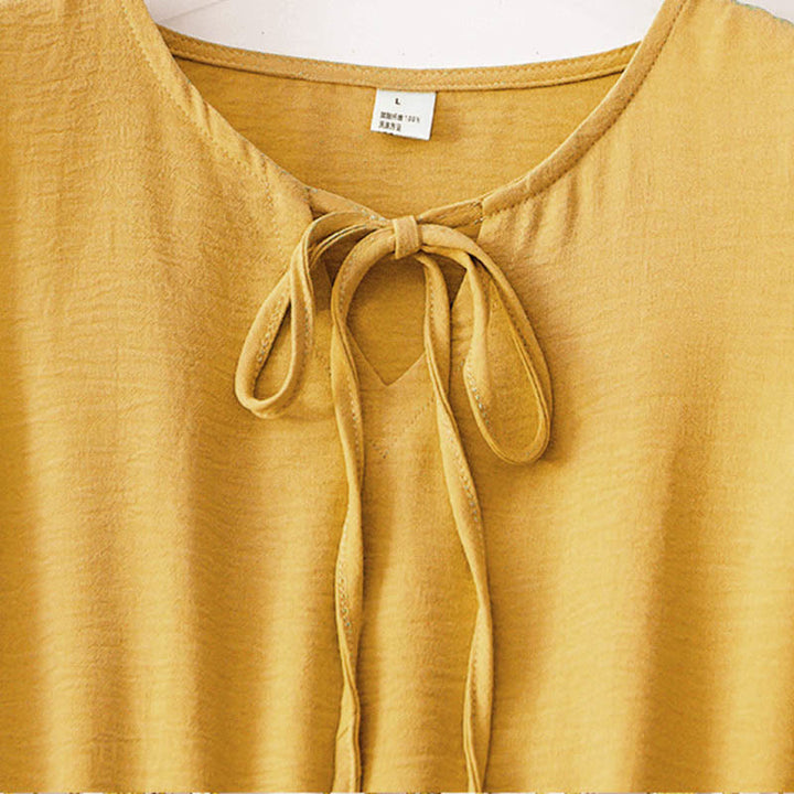 Vestido midi informal de lino y algodón sin mangas con bolsillos, hecho a mano, con cordones y Buddha Stones - image 14