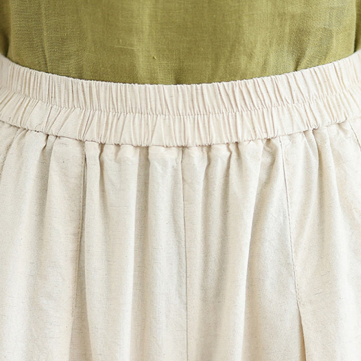 Pantalones de lino y algodón con bolsillos y pierna ancha para mujer, diseño de encaje sencillo, Buddha Stones Commute, longitud 7-8 - image 8