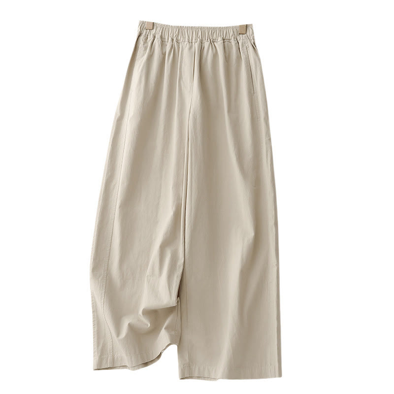 Pantalones de lino y algodón de cintura alta para mujer, de Buddha Stones Spring Commute, con pernera ancha y bolsillos, de color liso - image 10