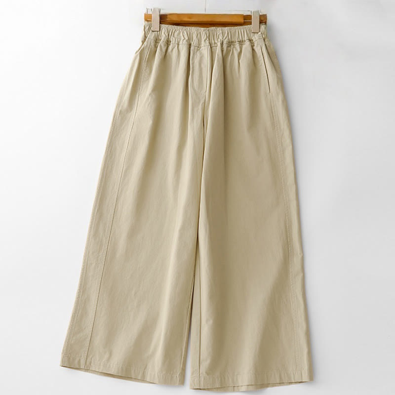 Pantalones de lino y algodón de cintura alta para mujer, de Buddha Stones Spring Commute, con pernera ancha y bolsillos, de color liso - Vara de oro pálida - US8-10，UK/AU12-14，EU40-42 (2XL) - image 16
