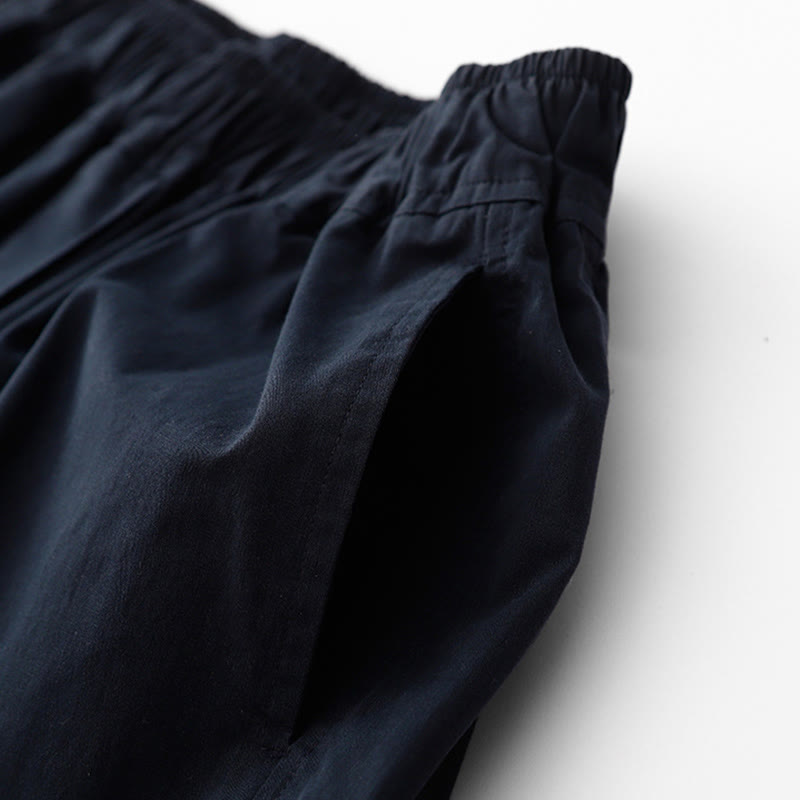 Pantalones de lino y algodón de cintura alta para mujer, de Buddha Stones Spring Commute, con pernera ancha y bolsillos, de color liso - image 14