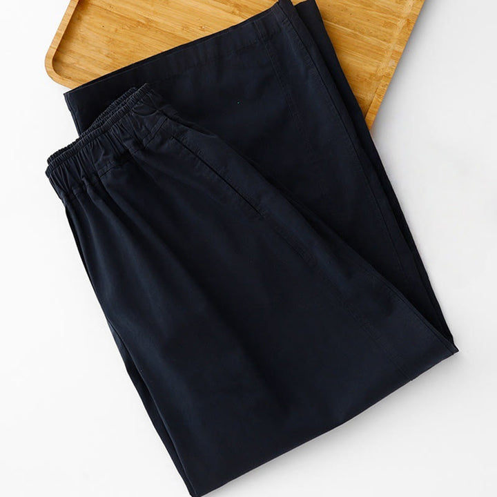 Pantalones de lino y algodón de cintura alta para mujer, de Buddha Stones Spring Commute, con pernera ancha y bolsillos, de color liso - image 12