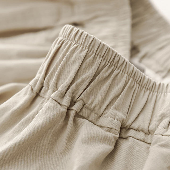 Pantalones de lino y algodón de cintura alta para mujer, de Buddha Stones Spring Commute, con pernera ancha y bolsillos, de color liso - image 5
