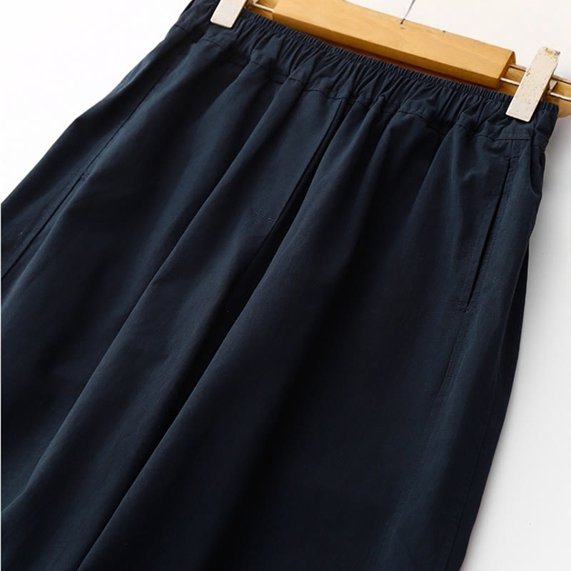 Pantalones de lino y algodón de cintura alta para mujer, de Buddha Stones Spring Commute, con pernera ancha y bolsillos, de color liso - image 13