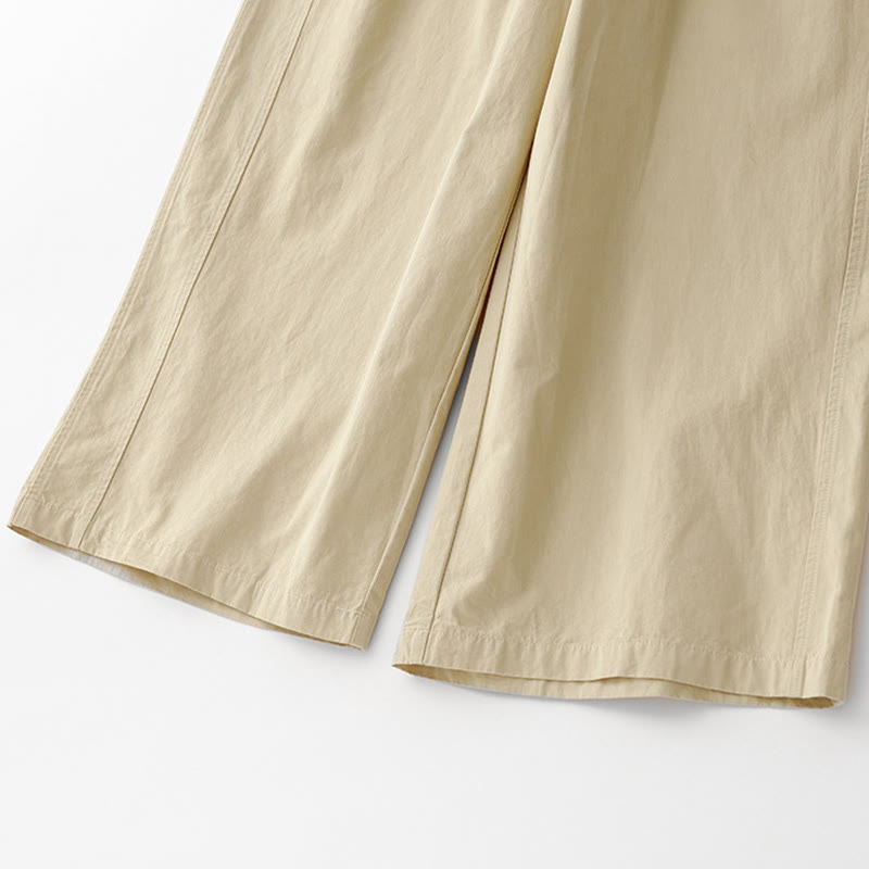 Pantalones de lino y algodón de cintura alta para mujer, de Buddha Stones Spring Commute, con pernera ancha y bolsillos, de color liso - image 23