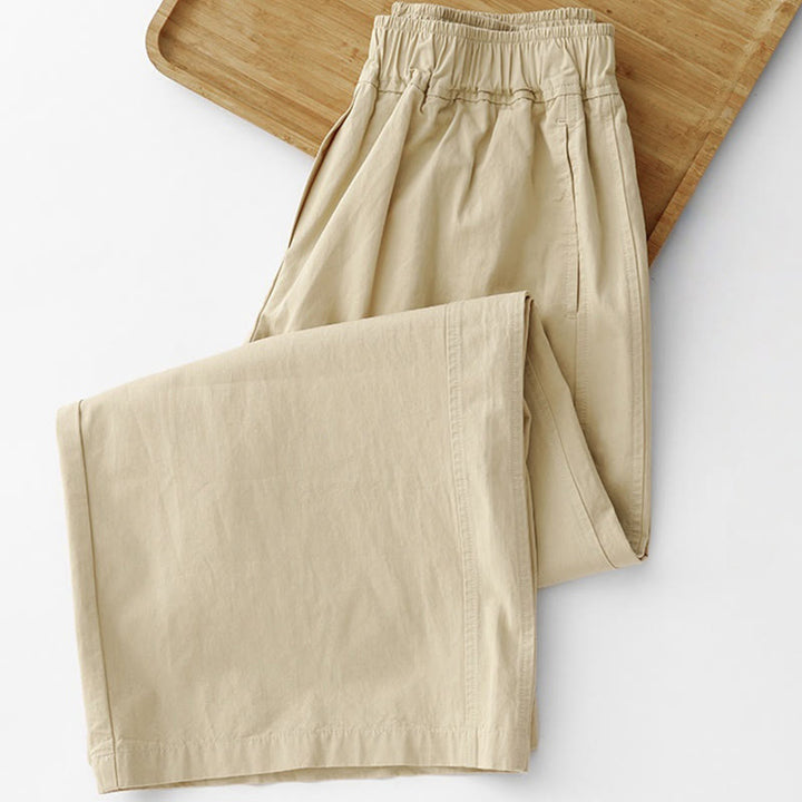 Pantalones de lino y algodón de cintura alta para mujer, de Buddha Stones Spring Commute, con pernera ancha y bolsillos, de color liso - image 17