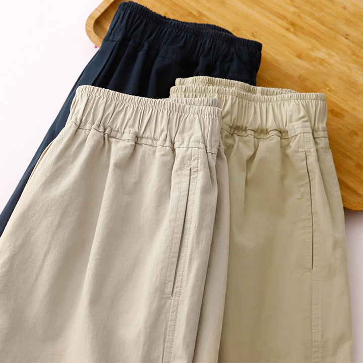 Pantalones de lino y algodón de cintura alta para mujer, de Buddha Stones Spring Commute, con pernera ancha y bolsillos, de color liso - image 28