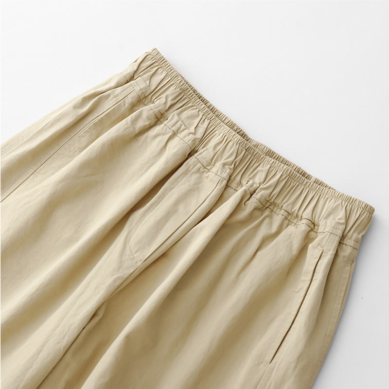 Pantalones de lino y algodón de cintura alta para mujer, de Buddha Stones Spring Commute, con pernera ancha y bolsillos, de color liso - image 19