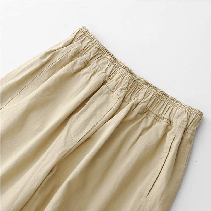 Pantalones de lino y algodón de cintura alta para mujer, de Buddha Stones Spring Commute, con pernera ancha y bolsillos, de color liso - image 19