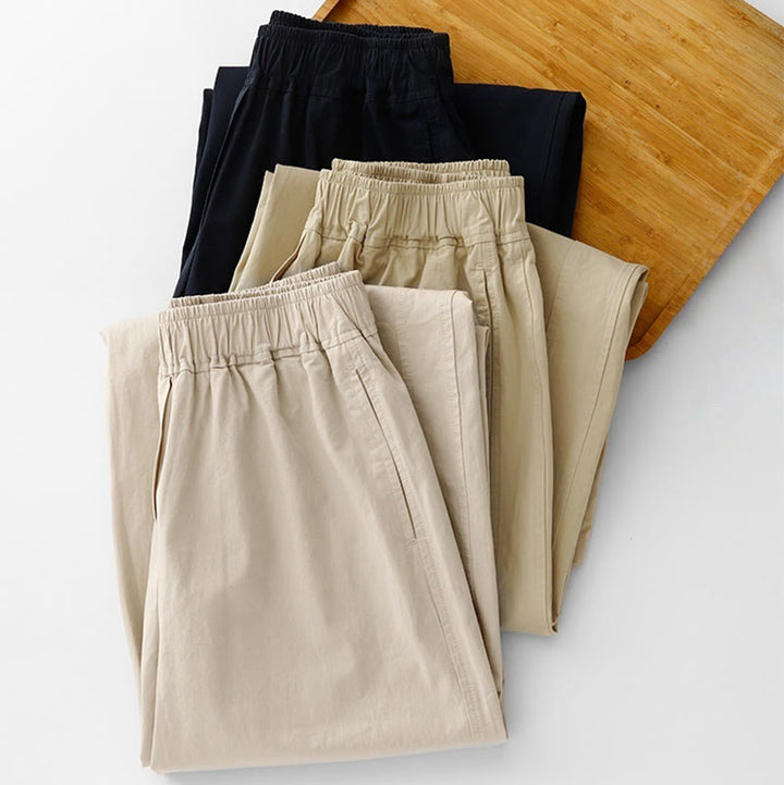 Pantalones de lino y algodón de cintura alta para mujer, de Buddha Stones Spring Commute, con pernera ancha y bolsillos, de color liso - image 25