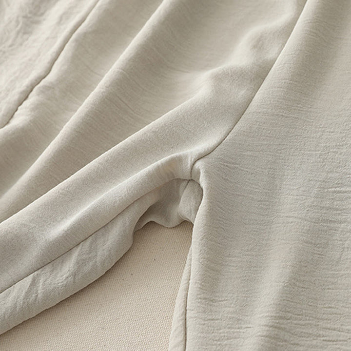 Pantalones casuales Buddha Stones Commute con diseño de botones de rana para mujer, de algodón y lino, de longitud 7-8, con bolsillos - image 7