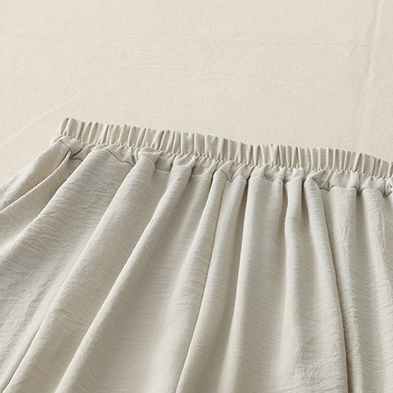 Pantalones casuales Buddha Stones Commute con diseño de botones de rana para mujer, de algodón y lino, de longitud 7-8, con bolsillos - image 2