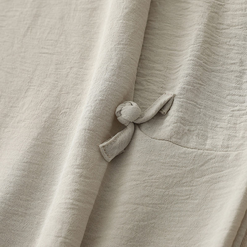 Pantalones casuales Buddha Stones Commute con diseño de botones de rana para mujer, de algodón y lino, de longitud 7-8, con bolsillos - image 6