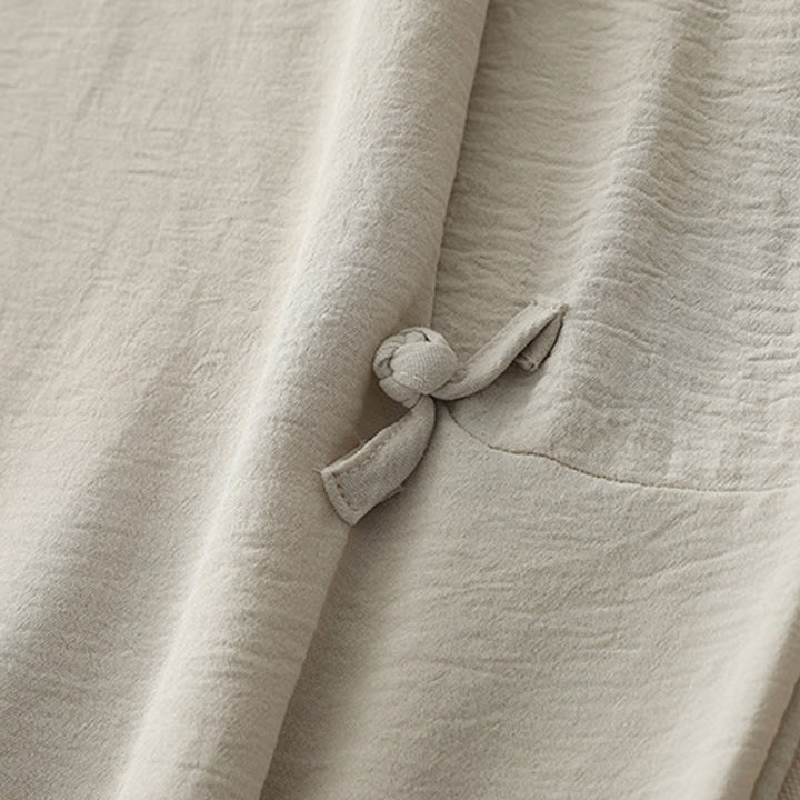 Pantalones casuales Buddha Stones Commute con diseño de botones de rana para mujer, de algodón y lino, de longitud 7-8, con bolsillos - image 6