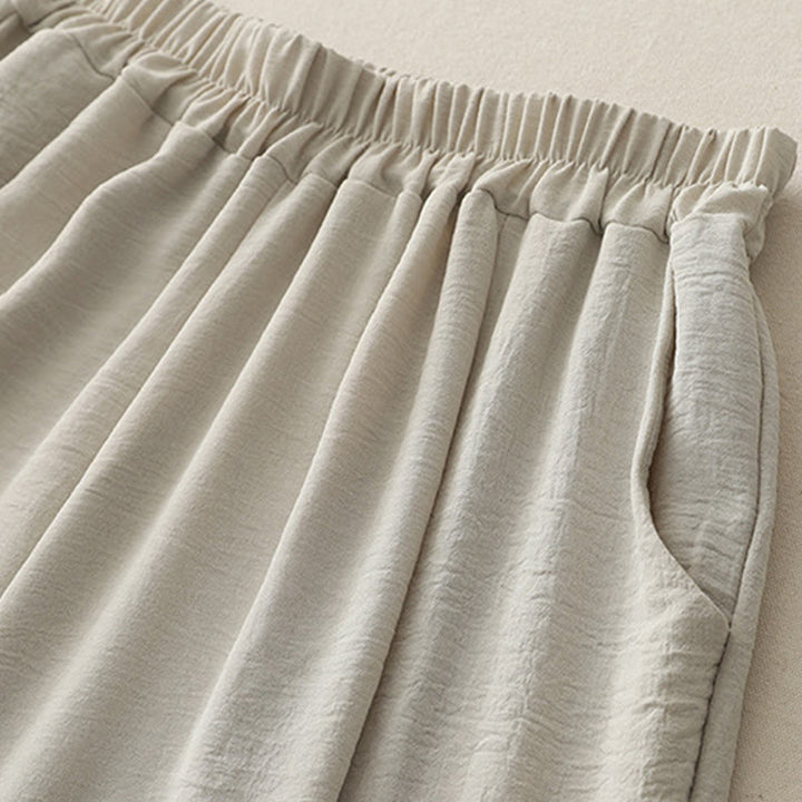 Pantalones casuales Buddha Stones Commute con diseño de botones de rana para mujer, de algodón y lino, de longitud 7-8, con bolsillos - image 4