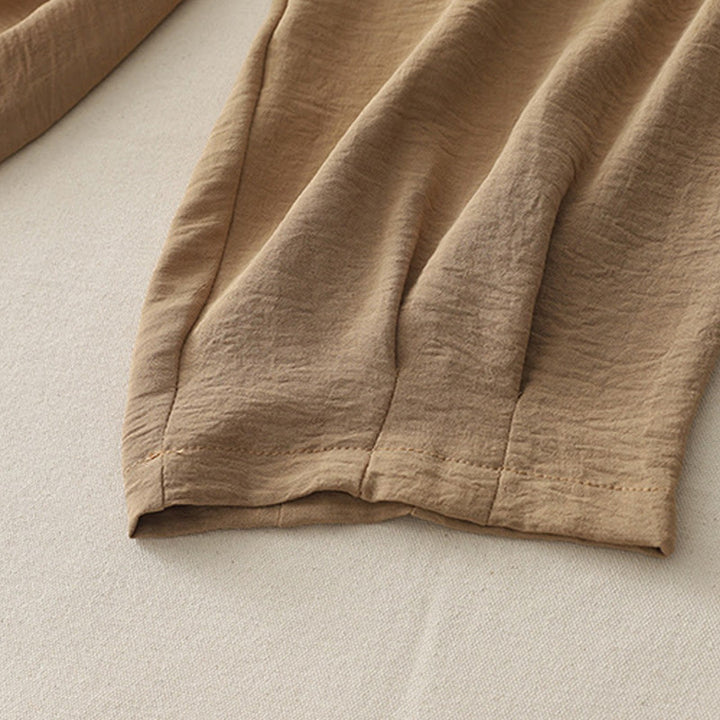 Pantalones casuales Buddha Stones Commute con diseño de botones de rana para mujer, de algodón y lino, de longitud 7-8, con bolsillos - image 16