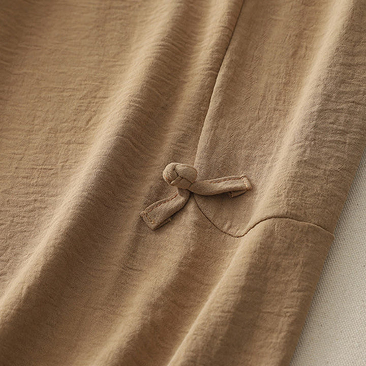 Pantalones casuales Buddha Stones Commute con diseño de botones de rana para mujer, de algodón y lino, de longitud 7-8, con bolsillos - image 17