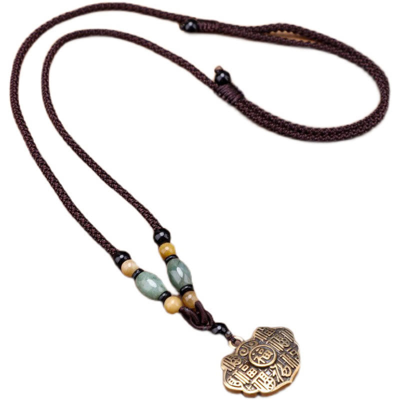 Buddha Stones Collar con colgante de cuerda de cobre y latón con el símbolo de la suerte y la fortuna. - image 3