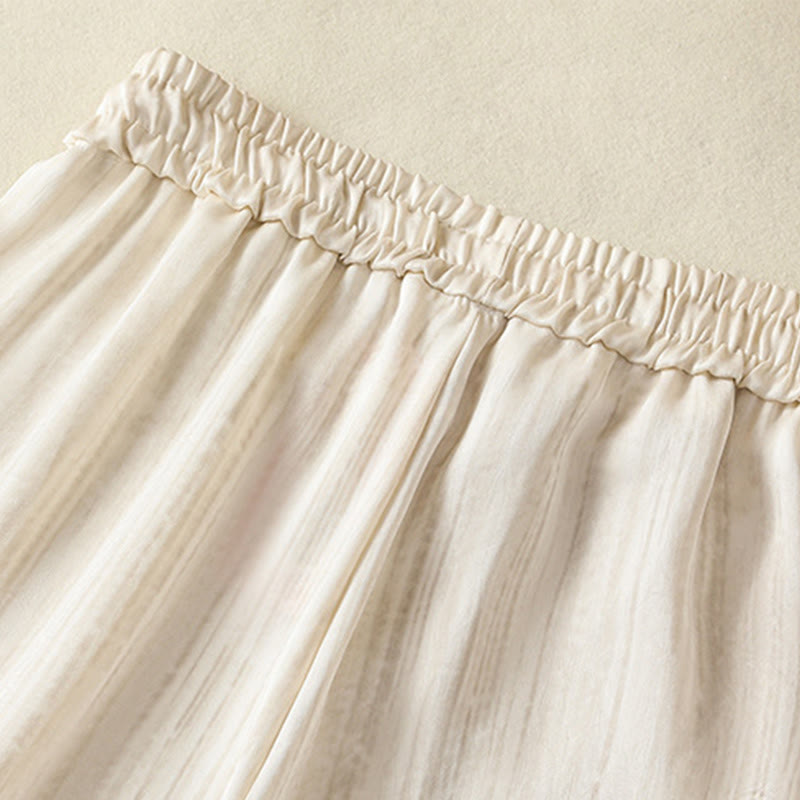 Pantalones casuales con cordón ajustable y bolsillos hasta el tobillo para mujer con estampado artístico de líneas verticales de Buddha Stones - image 5