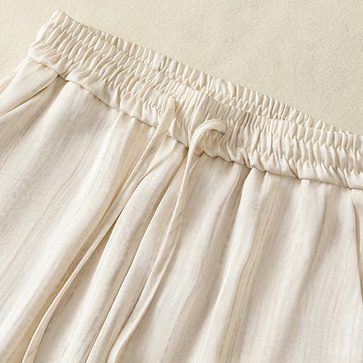 Pantalones casuales con cordón ajustable y bolsillos hasta el tobillo para mujer con estampado artístico de líneas verticales de Buddha Stones - image 2