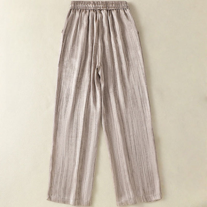 Pantalones casuales con cordón ajustable y bolsillos hasta el tobillo para mujer con estampado artístico de líneas verticales de Buddha Stones - image 18